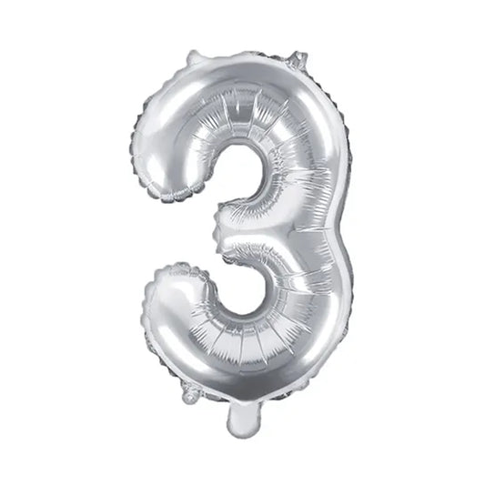 1 Ballon XS - Getal 3 - Zilver