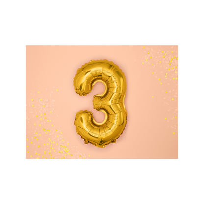 1 Ballon XS - Getal 3 - Goud