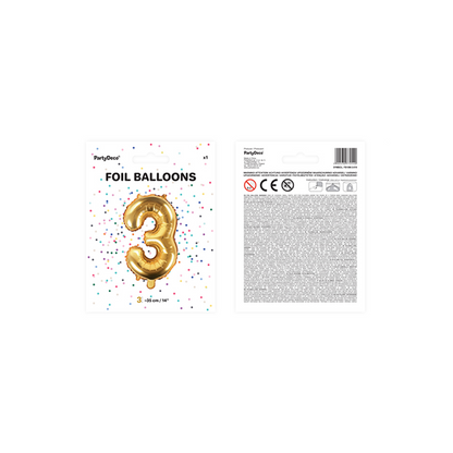 1 Ballon XS - Getal 3 - Goud