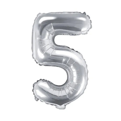 1 Ballon XS - Getal 5 - Zilver