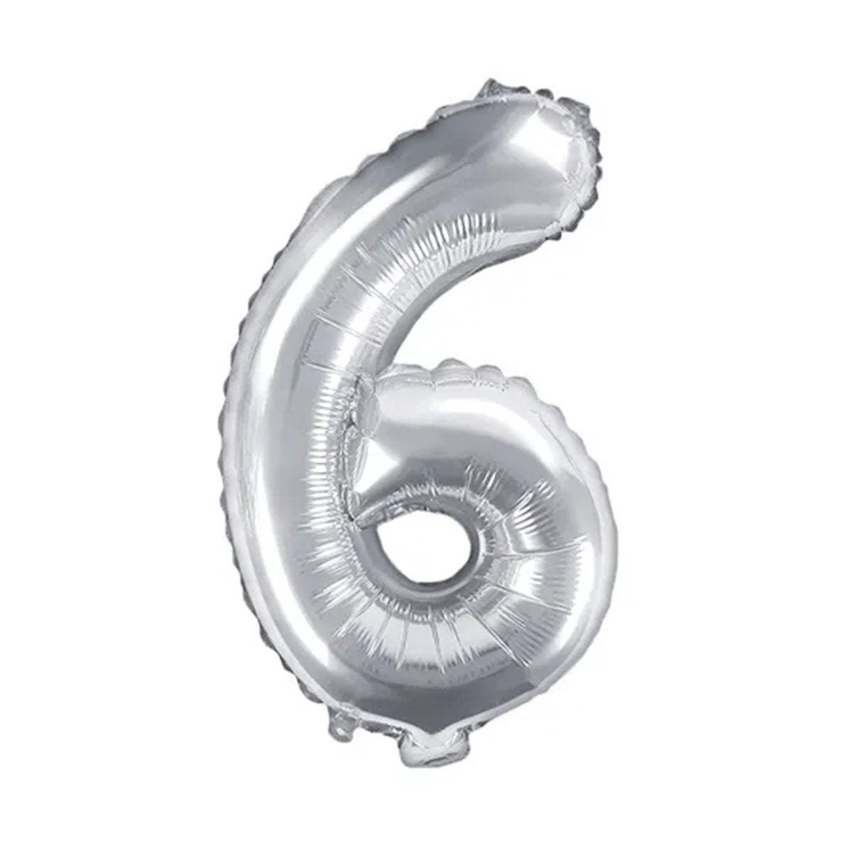 1 Ballon XS - Getal 6 - Zilver