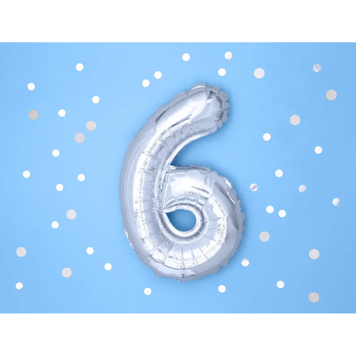 1 Ballon XS - Getal 6 - Zilver
