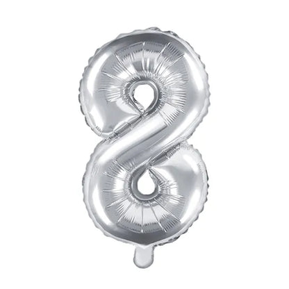 1 Ballon XS - Cijfer 8 - Zilver