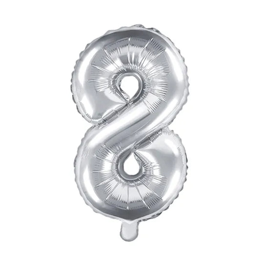 1 Ballon XS - Cijfer 8 - Zilver