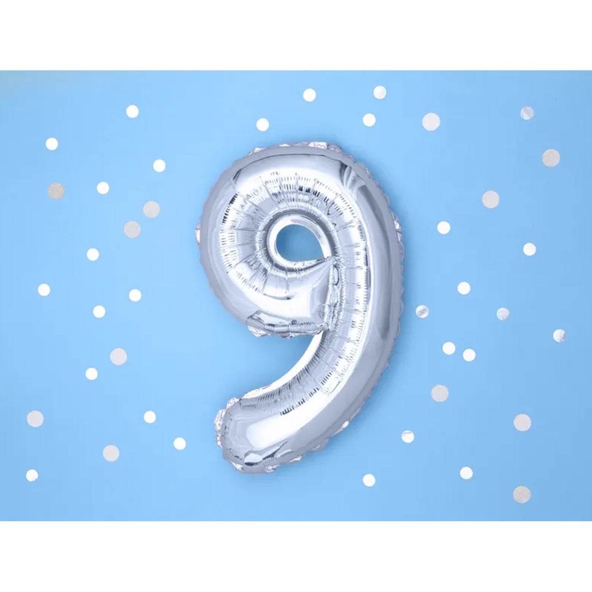 1 Ballon XS - Getal 9 - Zilver