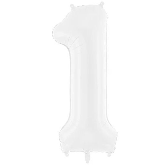 1 Ballon XXL - Cijfer 1 - Wit