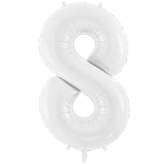 1 Ballon XXL - Cijfer 8 - Wit