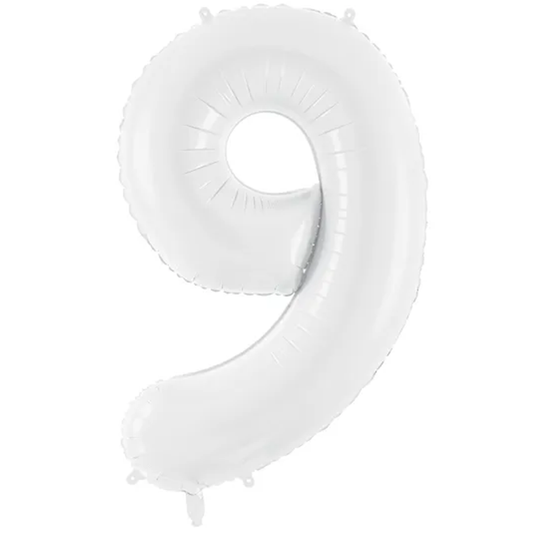1 ballon XXL - cijfer 9 - wit