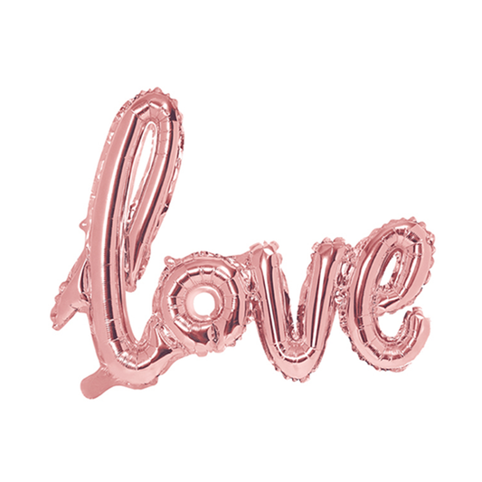 1 ballon - opschrift - Love - roségoud