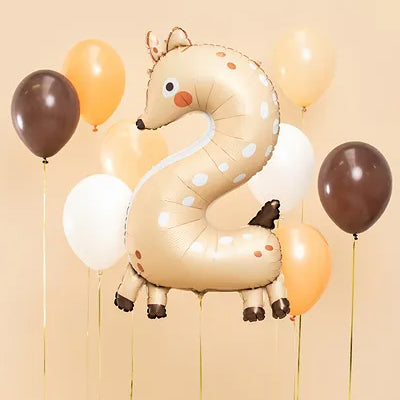 1 Ballon XXL - Cijfer 2 - Hertje