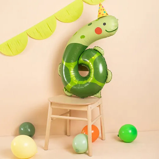 1 Ballon XXL - Cijfer 6 - Schildpad