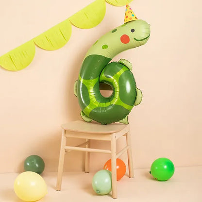 1 Ballon XXL - Cijfer 6 - Schildpad