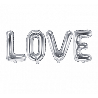 1 Ballon - Tekstopdruk - LOVE - Zilver