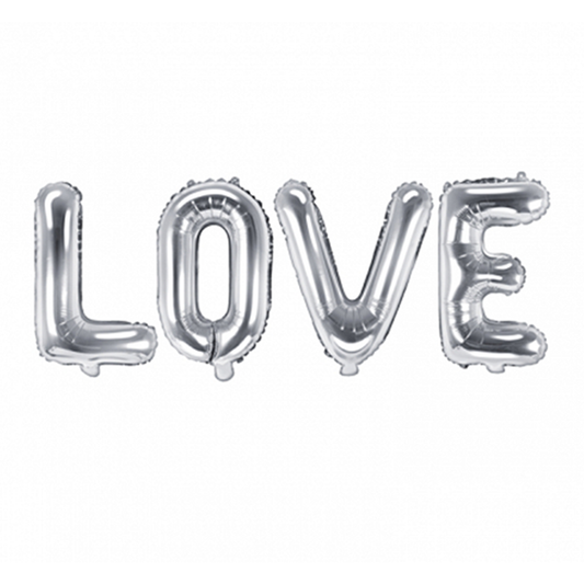 1 Ballon - Tekstopdruk - LOVE - Zilver
