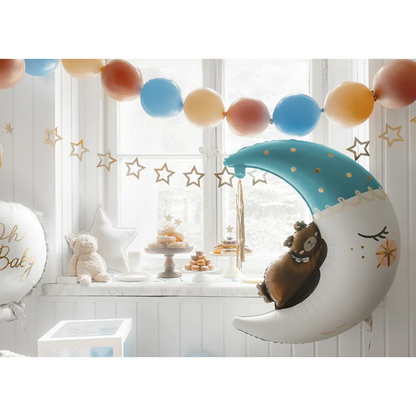 1 Ballon XXL - Teddy On The Moon Blue