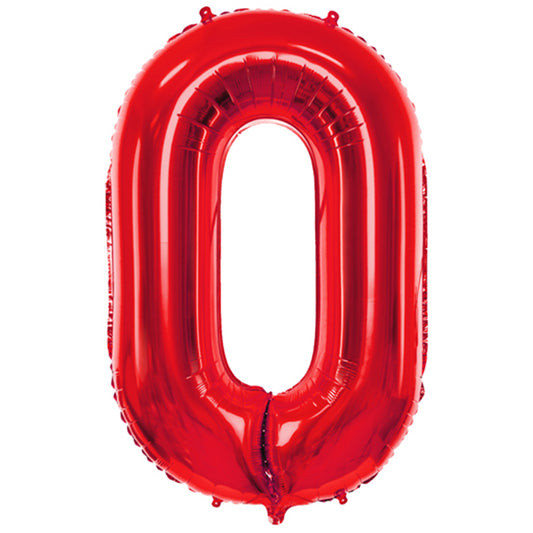 1 Ballon XXL - Cijfer 0 - Rood