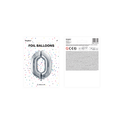 1 Ballon XXL - Cijfer 0 - Zilver