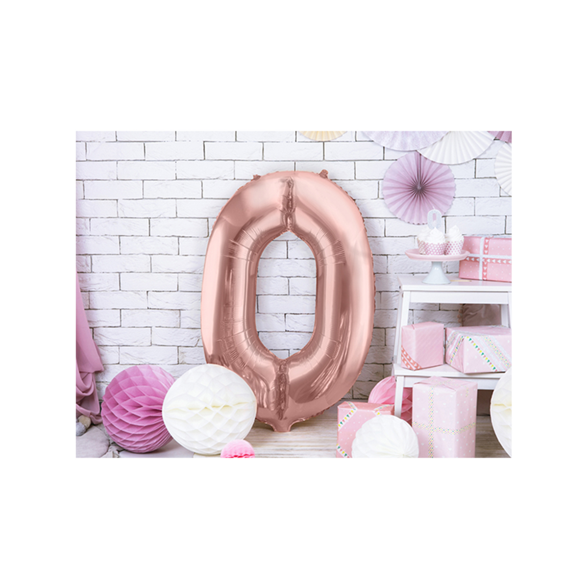 1 Ballon XXL - Cijfer 0 - Roségoud