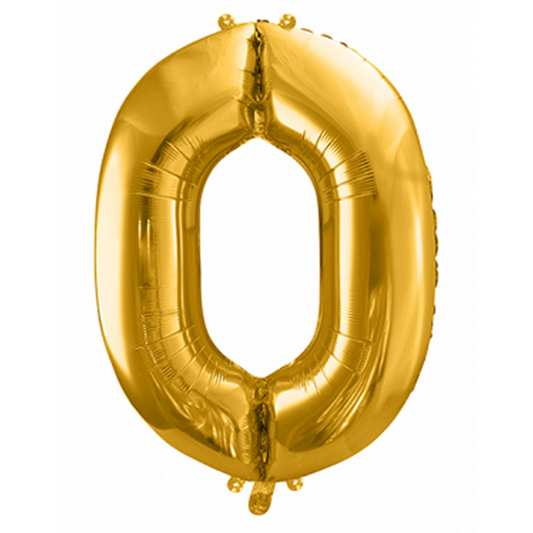 1 Ballon XXL - Cijfer 0 - Goud