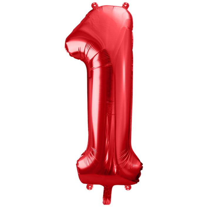 1 Ballon XXL - Cijfer 1 - Rood