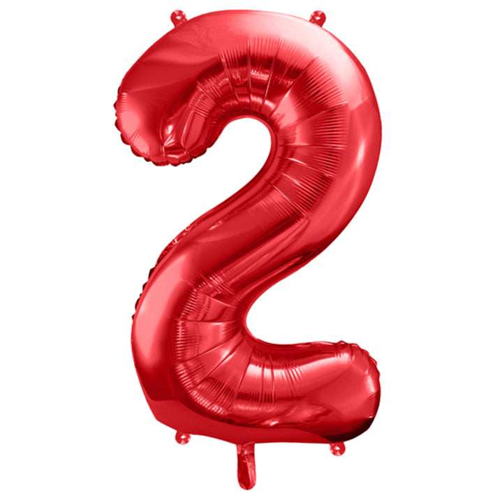 1 Ballon XXL - Cijfer 2 - Rood