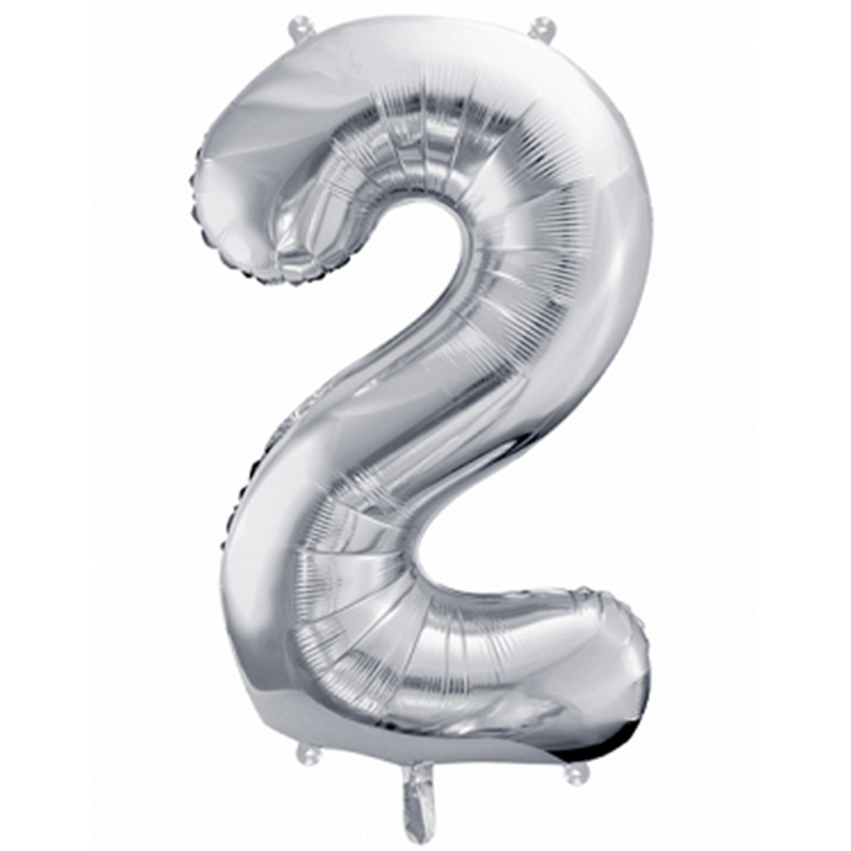 1 Ballon XXL - Cijfer 2 - Zilver