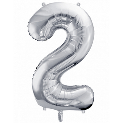1 Ballon XXL - Cijfer 2 - Zilver
