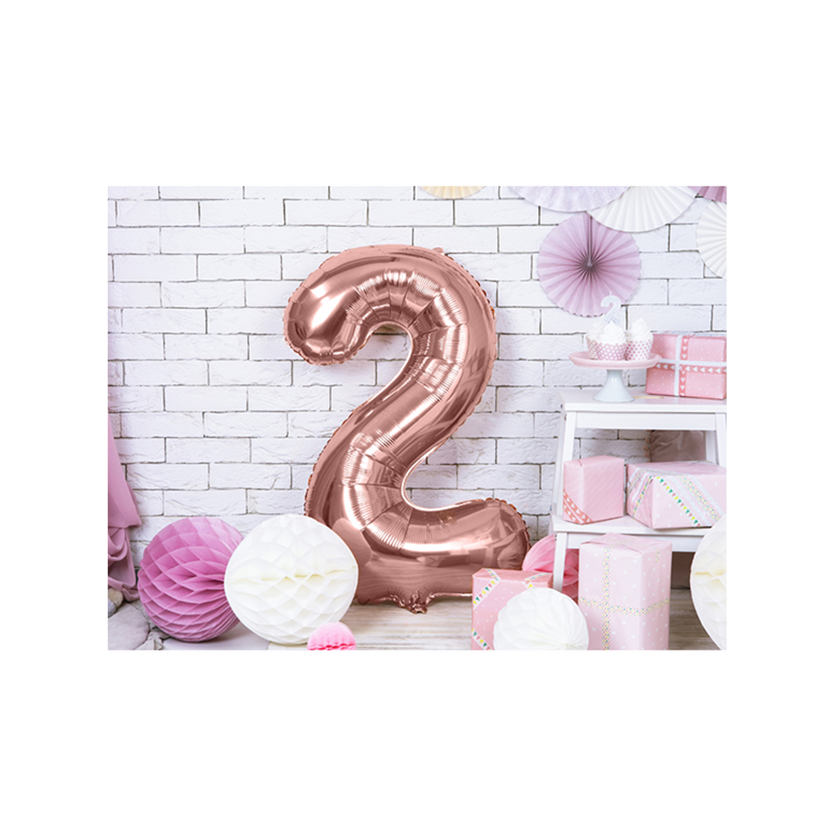 1 Ballon XXL - Cijfer 2 - Roségoud
