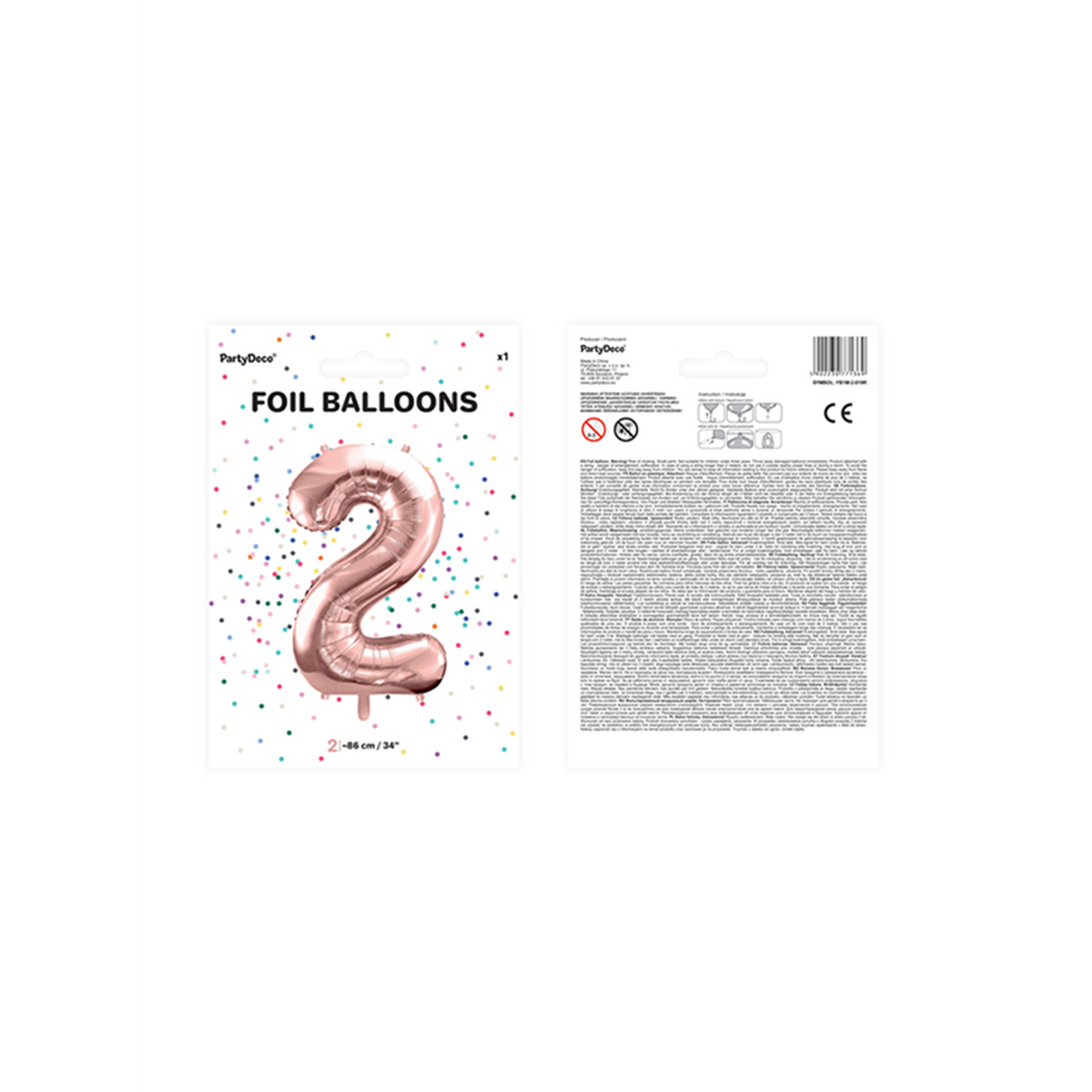 1 Ballon XXL - Cijfer 2 - Roségoud