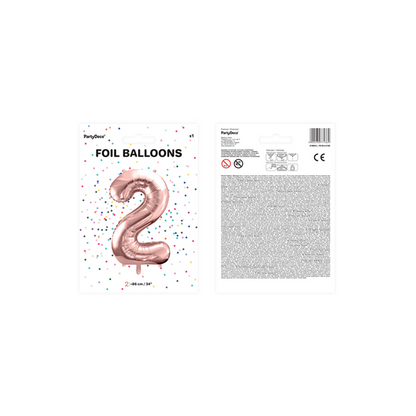 1 Ballon XXL - Cijfer 2 - Roségoud