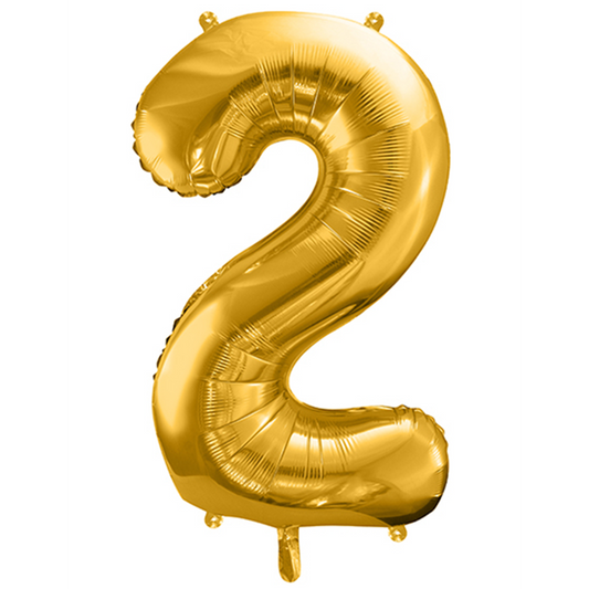 1 Ballon XXL - Cijfer 2 - Goud