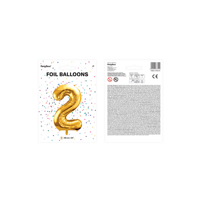 1 Ballon XXL - Cijfer 2 - Goud