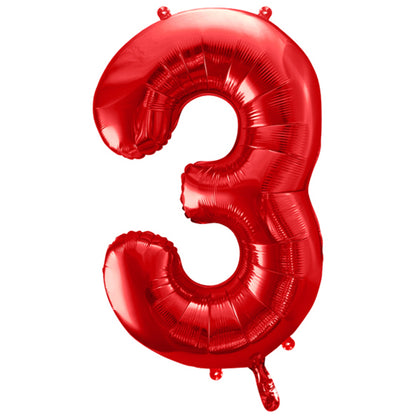 1 Ballon XXL - Cijfer 3 - Rood