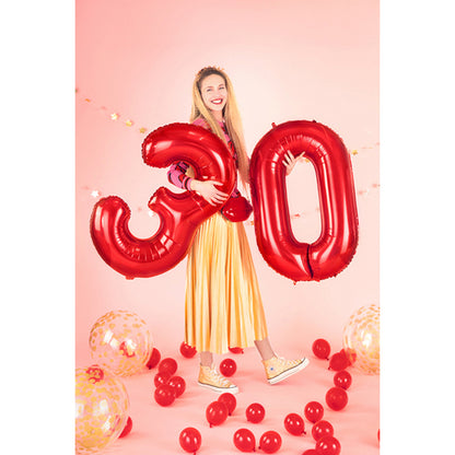 1 Ballon XXL - Cijfer 3 - Rood