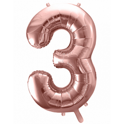 1 Ballon XXL - Cijfer 3 - Roségoud