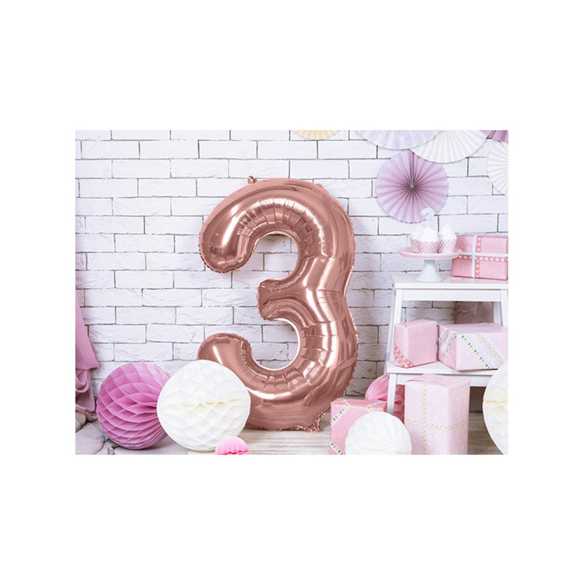 1 Ballon XXL - Cijfer 3 - Roségoud