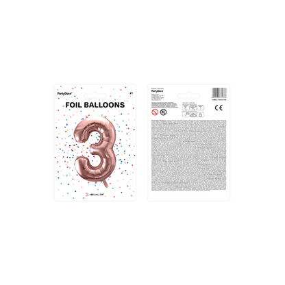 1 Ballon XXL - Cijfer 3 - Roségoud
