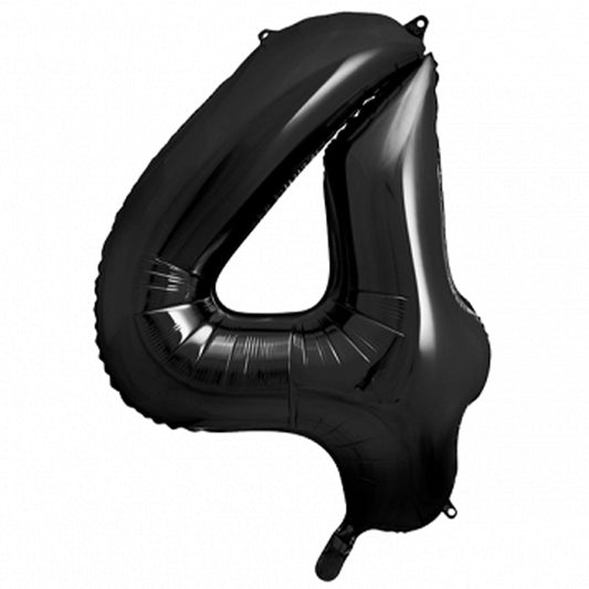 1 Ballon XXL - Cijfer 4 - Zwart