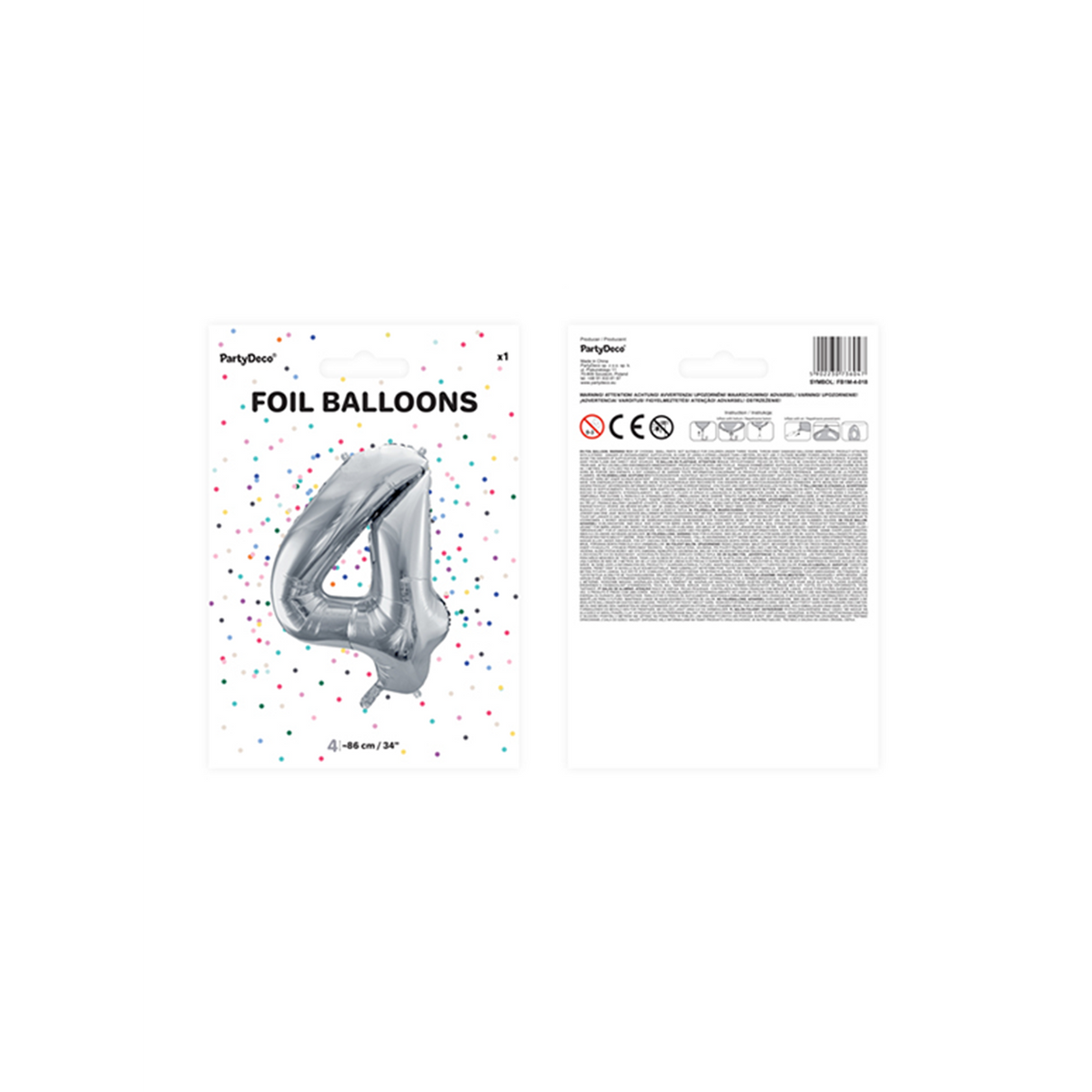 1 ballon XXL - cijfer 4 - zilver