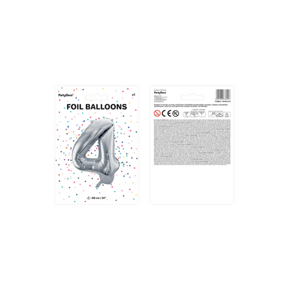 1 ballon XXL - cijfer 4 - zilver