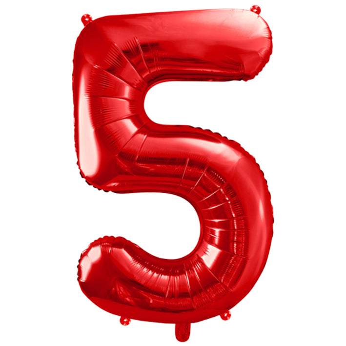 1 Ballon XXL - Cijfer 5 - Rood