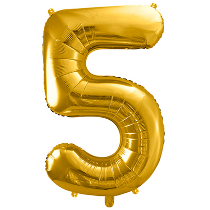1 Ballon XXL - Cijfer 5 - Goud
