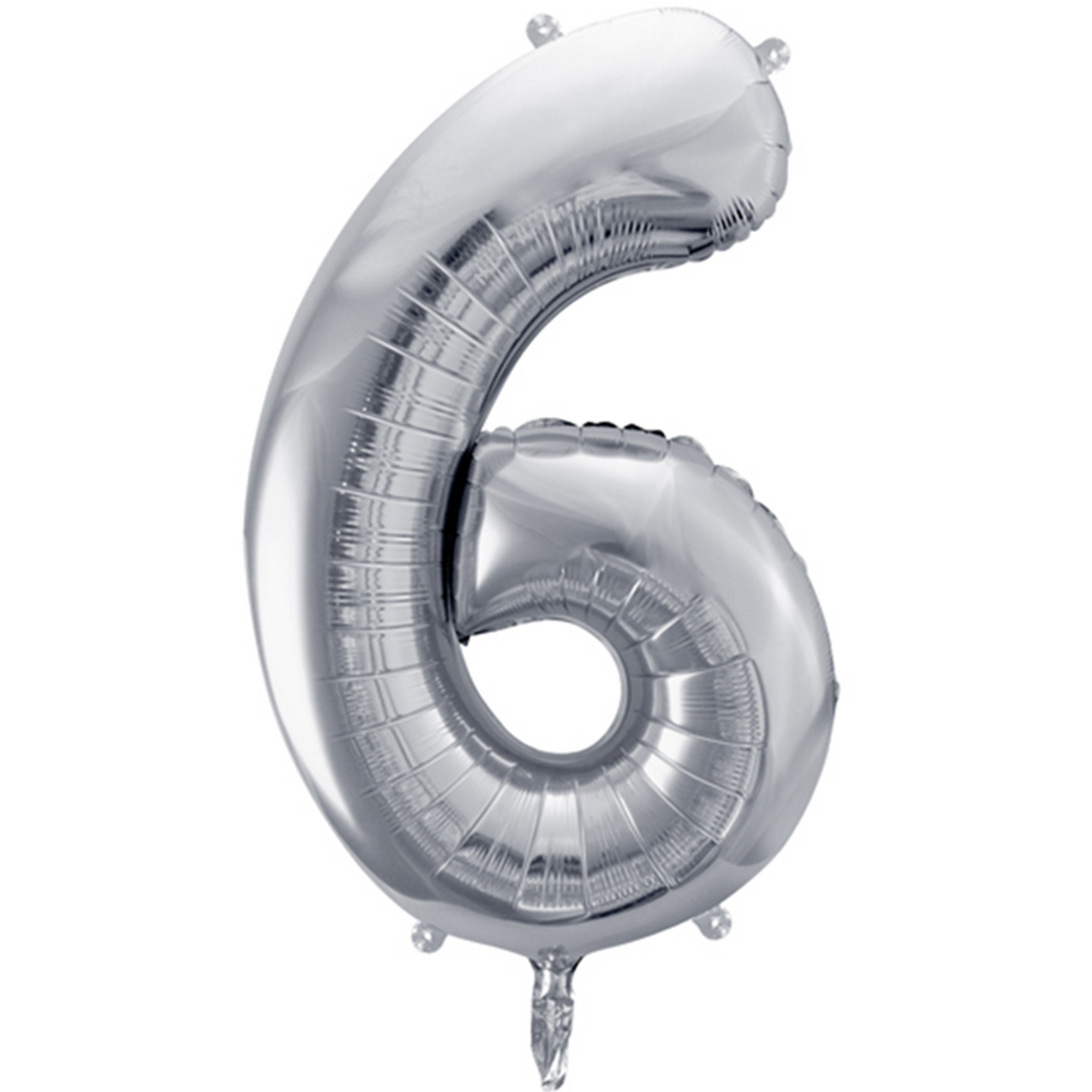 1 Ballon XXL - Cijfer 6 - Zilver