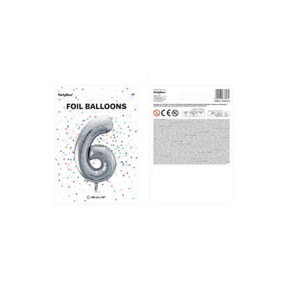 1 Ballon XXL - Cijfer 6 - Zilver