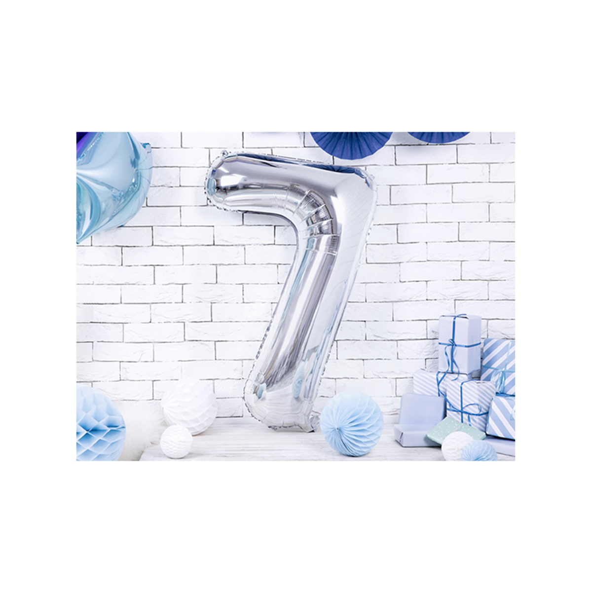 1 XXL-ballon - Cijfer 7 - Zilver