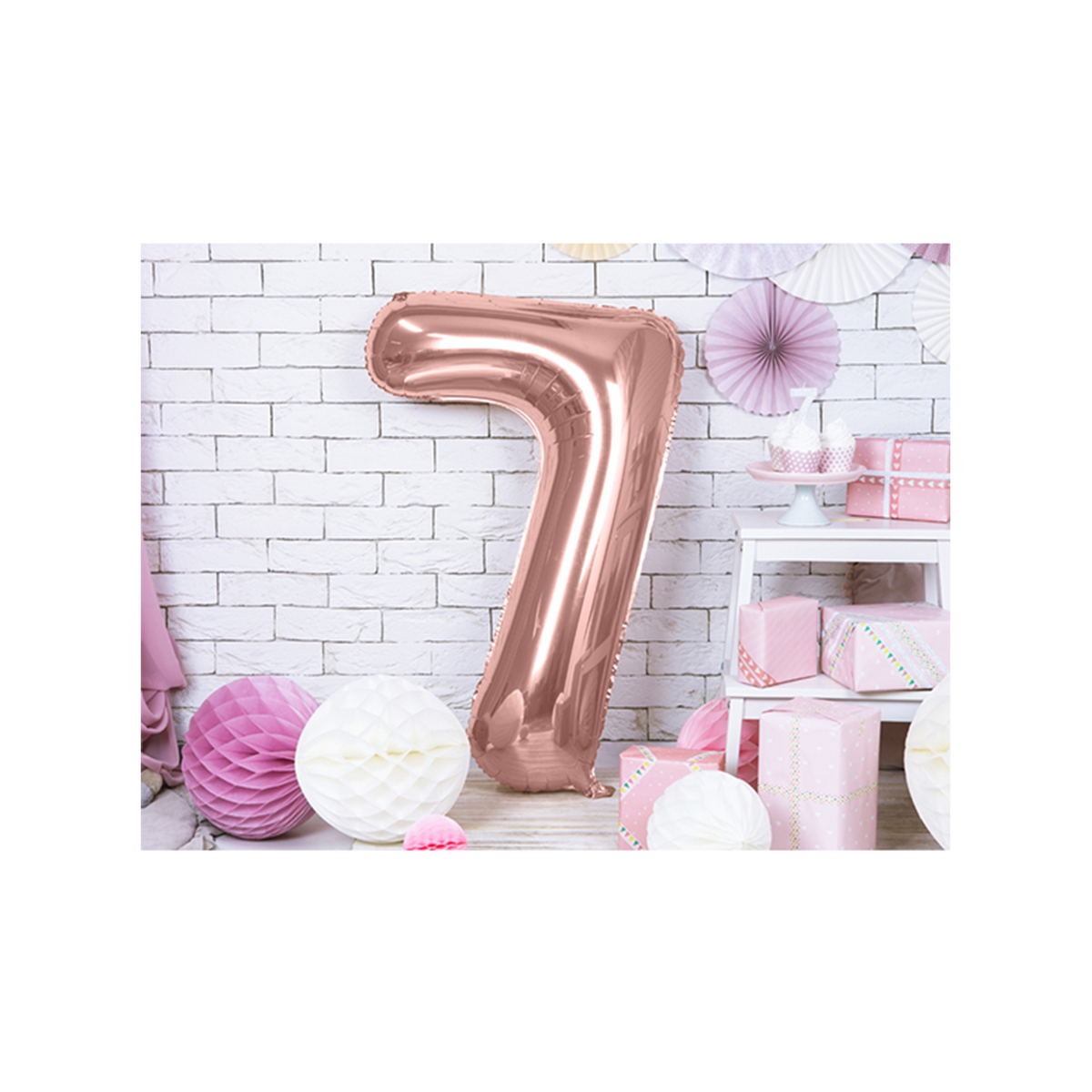1 Ballon XXL - Cijfer 7 - Roségoud