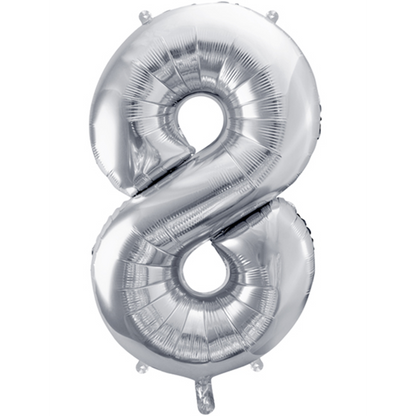 1 Ballon XXL - Cijfer 8 - Zilver