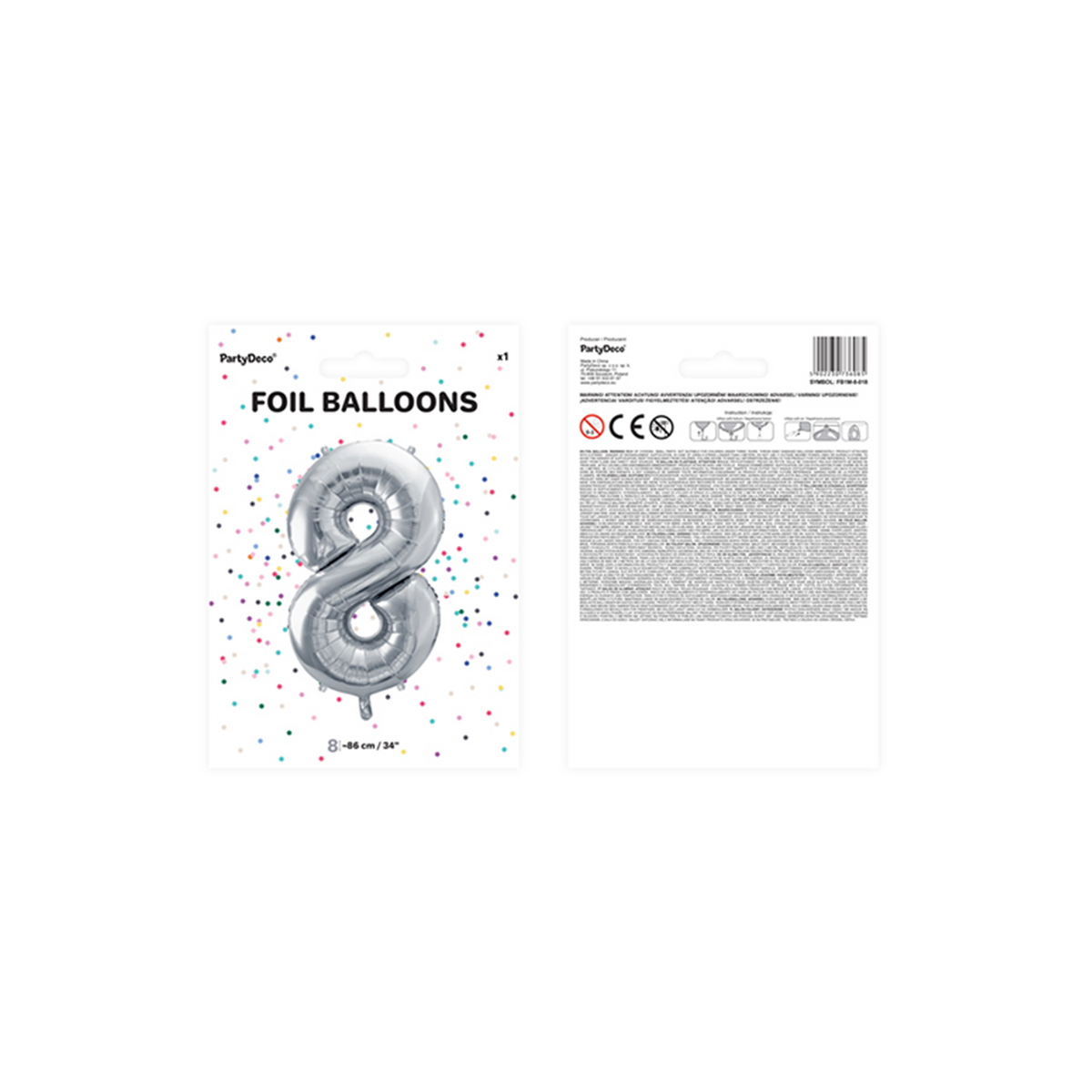 1 Ballon XXL - Cijfer 8 - Zilver