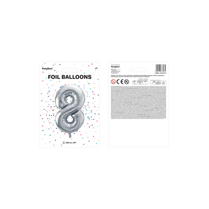 1 Ballon XXL - Cijfer 8 - Zilver