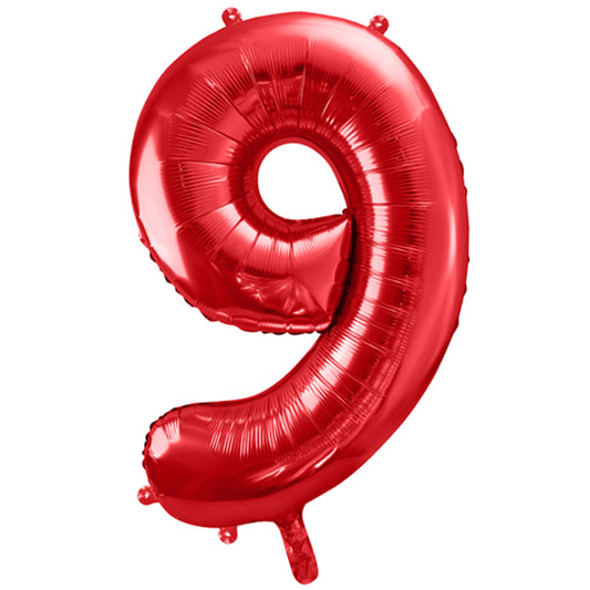 1 Ballon XXL - Cijfer 9 - Rood